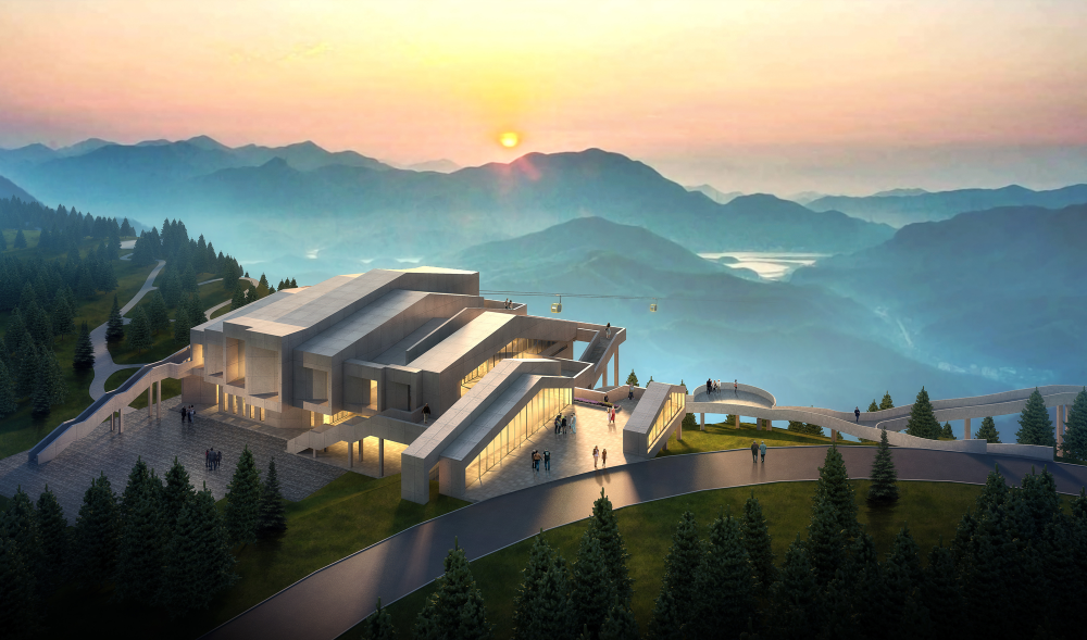 全国首条“高铁观光索道”正向游客走来